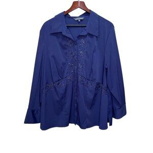 Addition Elle Purple Beaded Button Down Shirt Size 24